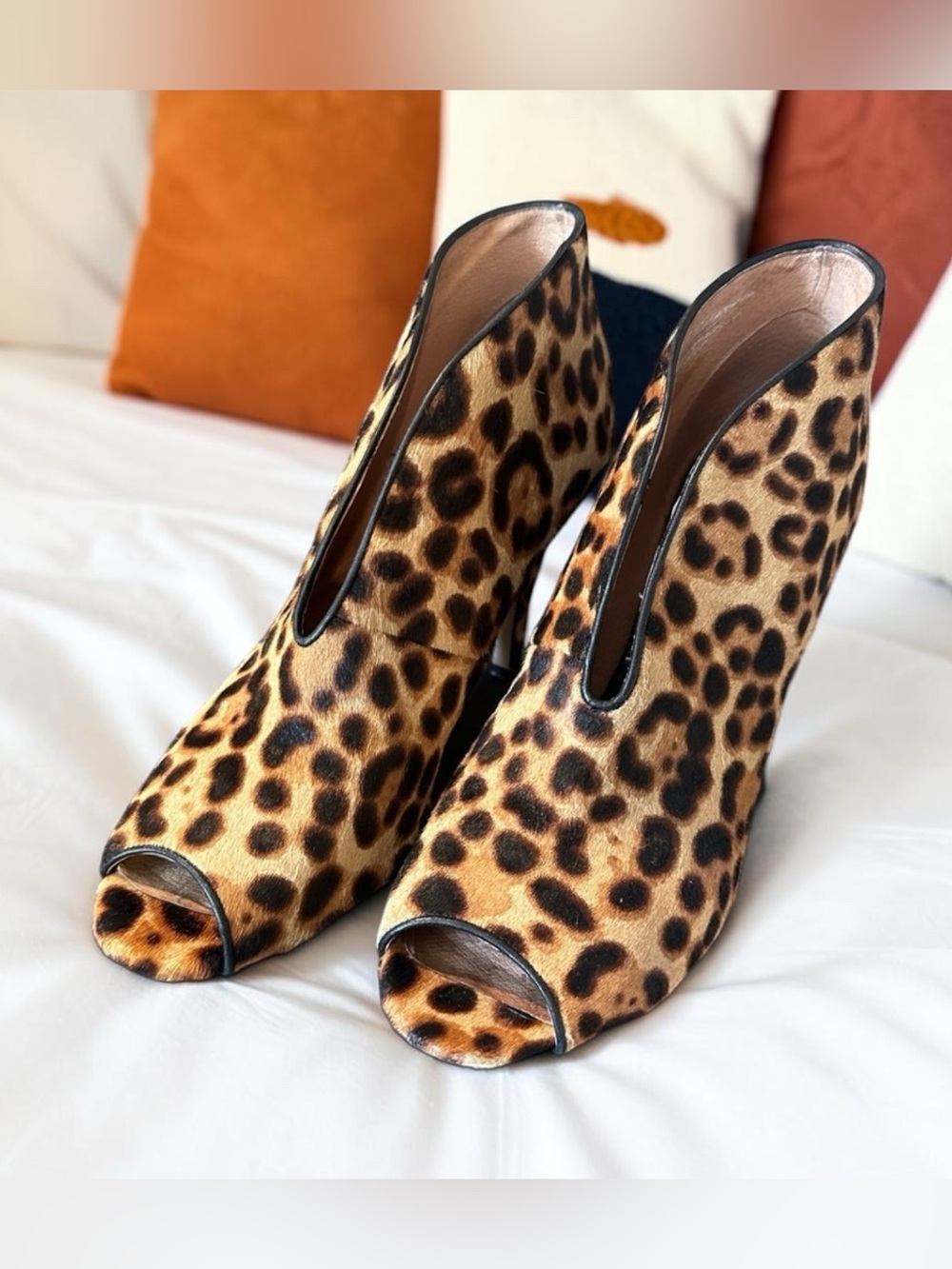 Leopard Print Peep Toe Bootie